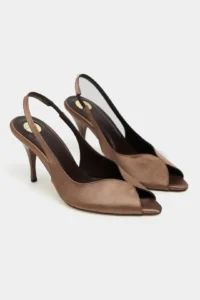 Nisantasi Shoes Roxy Brown Satin Ankle Tied Toe Light Detailed Women Heels Shoes - Image 6
