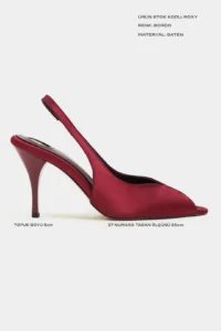 Nisantasi Shoes Roxy Burgundy Satin Ankle Tie Toe Light Detailed Women Heels Shoes - Image 3