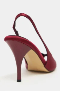 Nisantasi Shoes Roxy Burgundy Satin Ankle Tie Toe Light Detailed Women Heels Shoes - Image 5