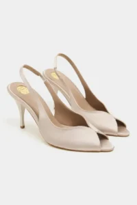 Nisantasi Shoes Roxy Dark BEIGE Satin Ankle Tied Toe Light Detailed Women Heels Shoes