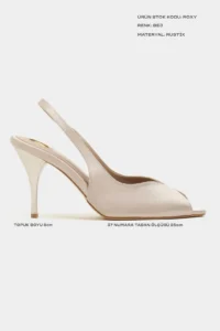 Nisantasi Shoes Roxy Dark BEIGE Satin Ankle Tied Toe Light Detailed Women Heels Shoes - Image 3