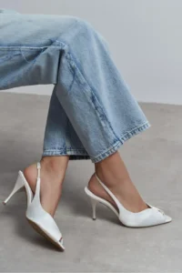 Nisantasi Shoes Roxy Pearl Satin Ankle Tied Toe Light Detailed Women Heels Shoes - Image 2