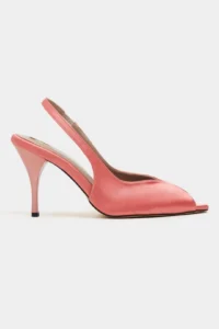 Nisantasi Shoes Roxy Salmon Satin Ankle Tied Toe Light Detailed Women Heels Shoes