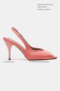 Nisantasi Shoes Roxy Salmon Satin Ankle Tied Toe Light Detailed Women Heels Shoes - Image 3