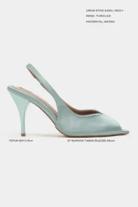 Nisantasi Shoes Roxy Turquoise Satin Ankle Tie Toe Light Detailed Women Heels Shoes - Image 2