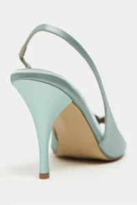 Nisantasi Shoes Roxy Turquoise Satin Ankle Tie Toe Light Detailed Women Heels Shoes - Image 4