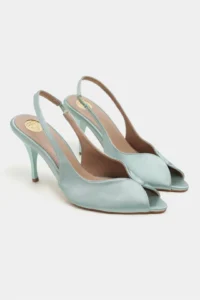 Nisantasi Shoes Roxy Turquoise Satin Ankle Tie Toe Light Detailed Women Heels Shoes - Image 5