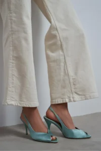 Nisantasi Shoes Roxy Turquoise Satin Ankle Tie Toe Light Detailed Women Heels Shoes - Image 6