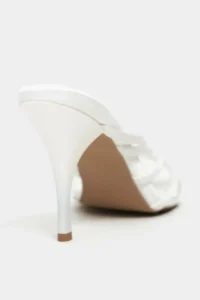 Nisantasi Shoes JUDITH Pearl Satin Burnu Light Detailed Kafesli Women Heels Slippers - Image 5
