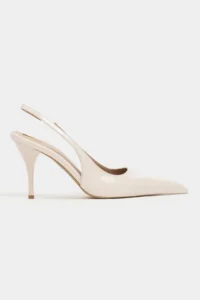 Nisantasi Shoes Mehru Beige Patent Belt Detailed Pointed toe Women Heels Shoes