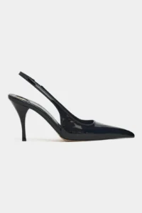 Nisantasi Shoes Mehru Black Patent Belt Detailed Pointed toe Women Heels Shoes