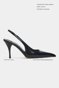 Nisantasi Shoes Mehru Black Patent Belt Detailed Pointed toe Women Heels Shoes - Image 3