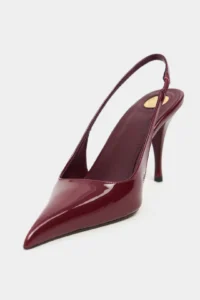 Nisantasi Shoes Mehru Burgundy Patent Belt Detailed Pointed toe Women Heels Shoes - Image 4
