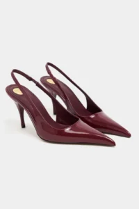 Nisantasi Shoes Mehru Burgundy Patent Belt Detailed Pointed toe Women Heels Shoes - Image 6