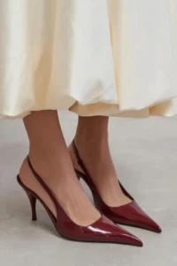 Nisantasi Shoes Mehru Burgundy Patent Belt Detailed Pointed toe Women Heels Shoes - Image 7