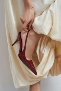 Nisantasi Shoes Mehru Burgundy Patent Belt Detailed Pointed toe Women Heels Shoes - Image 9