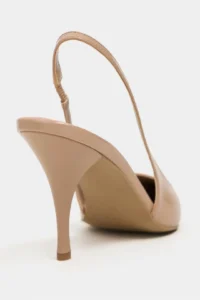 Nisantasi Shoes Mehru Dark BEIGE Patent Belt Detailed Pointed toe Women Heels Shoes - Image 5