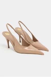 Nisantasi Shoes Mehru Dark BEIGE Patent Belt Detailed Pointed toe Women Heels Shoes - Image 6