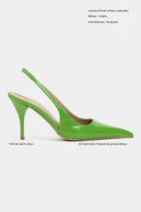 Nisantasi Shoes Mehru Green Patent Belt Detailed Pointed toe Women Heels Shoes - Image 3