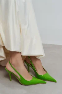 Nisantasi Shoes Mehru Green Patent Belt Detailed Pointed toe Women Heels Shoes - Image 7