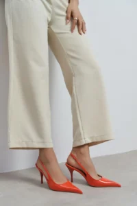 Nisantasi Shoes Mehru Orange Patent Belt Detailed Pointed toe Women Heels Shoes - Image 2