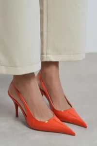 Nisantasi Shoes Mehru Orange Patent Belt Detailed Pointed toe Women Heels Shoes - Image 8