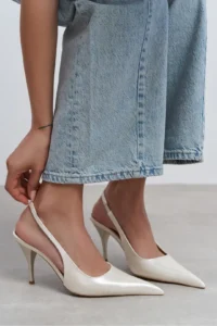 Nisantasi Shoes Mehru Pearl Patent Belt Detailed Pointed toe Women Heels Shoes - Image 7