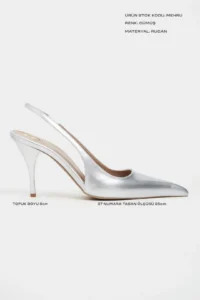 Nisantasi Shoes Mehru Silver Patent Belt Detailed Pointed toe Women Heels Shoes - Image 2