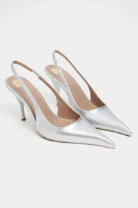 Nisantasi Shoes Mehru Silver Patent Belt Detailed Pointed toe Women Heels Shoes - Image 5