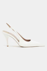 Nisantasi Shoes Mehru WHITE Patent Belt Detailed Pointed toe Women Heels Shoes