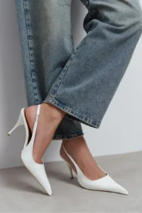 Nisantasi Shoes Mehru WHITE Patent Belt Detailed Pointed toe Women Heels Shoes - Image 10