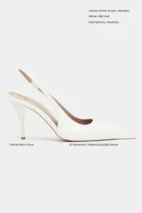 Nisantasi Shoes Mehru WHITE Patent Belt Detailed Pointed toe Women Heels Shoes - Image 3