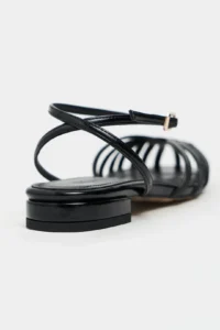Nisantasi Shoes Pika Black Metallic Hair Clip Detailed Short Heels Women Sandals Flats - Image 5