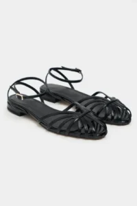 Nisantasi Shoes Pika Black Metallic Hair Clip Detailed Short Heels Women Sandals Flats - Image 6