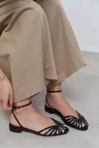 Nisantasi Shoes Pika Black Metallic Hair Clip Detailed Short Heels Women Sandals Flats - Image 8