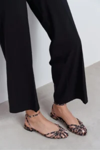 Nisantasi Shoes Pika LEO Satin Hair Clip Detailed Short Heels Women Sandals Flats - Image 2