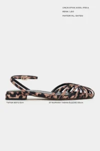 Nisantasi Shoes Pika LEO Satin Hair Clip Detailed Short Heels Women Sandals Flats - Image 3