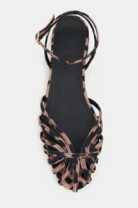 Nisantasi Shoes Pika LEO Satin Hair Clip Detailed Short Heels Women Sandals Flats - Image 4