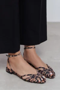 Nisantasi Shoes Pika LEO Satin Hair Clip Detailed Short Heels Women Sandals Flats - Image 7