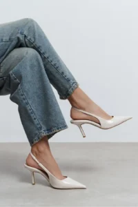 Nisantasi Shoes Parla Light BEIGE Patent Belt Detailed Pointed toe Women Heels Shoes - Image 2