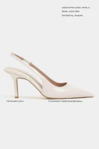 Nisantasi Shoes Parla Light BEIGE Patent Belt Detailed Pointed toe Women Heels Shoes - Image 3