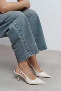 Nisantasi Shoes Parla Light BEIGE Patent Belt Detailed Pointed toe Women Heels Shoes - Image 8