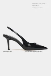 Nisantasi Shoes Parla Black Patent Belt Detailed Pointed toe Women Heels Shoes - Image 2