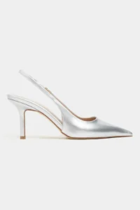 Nisantasi Shoes Parla Silver Patent Belt Detailed Pointed toe Women Heels Shoes