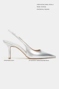 Nisantasi Shoes Parla Silver Patent Belt Detailed Pointed toe Women Heels Shoes - Image 2