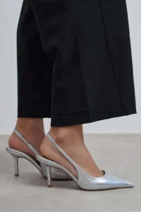 Nisantasi Shoes Parla Silver Patent Belt Detailed Pointed toe Women Heels Shoes - Image 8