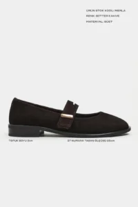 Nisantasi Shoes Merla DARK Brown Suede Drink-Outside Leather with buckle Women Flats Shoes - Image 2