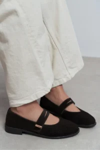 Nisantasi Shoes Merla DARK Brown Suede Drink-Outside Leather with buckle Women Flats Shoes - Image 7