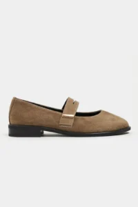 Nisantasi Shoes Merla ROME BEIGE Suede Drink-Dış Leather with buckle Women Flats Shoes