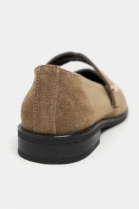 Nisantasi Shoes Merla ROME BEIGE Suede Drink-Dış Leather with buckle Women Flats Shoes - Image 4
